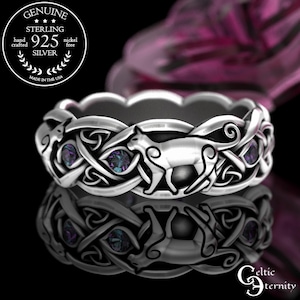 Kattenring alexandriet, sterlingzilveren kattenring, Swirl Cat-trouwring, kattenliefhebberring, kittenring, katachtige ring, Kitty Cat-sieraden, 3097