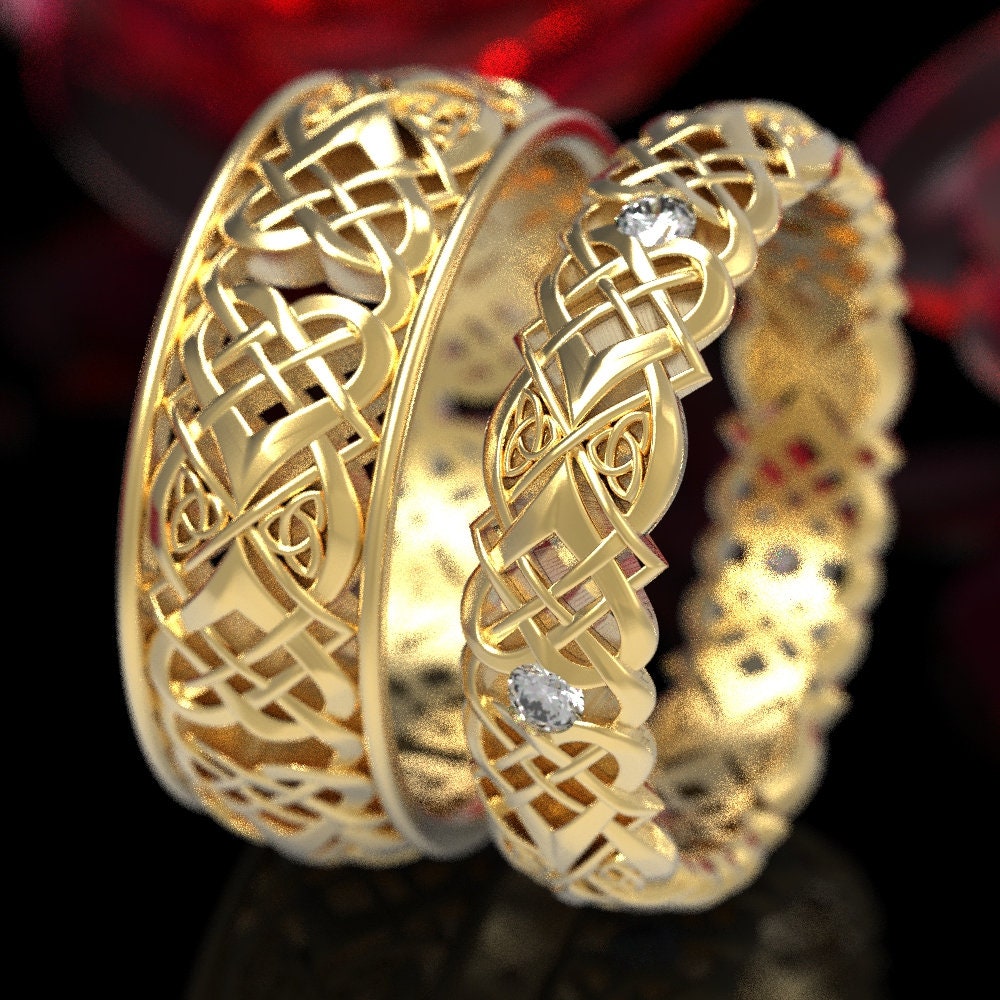 Mens Celtic Knot Wedding Ring Celtic Heart Knot Gold Wedding | Etsy