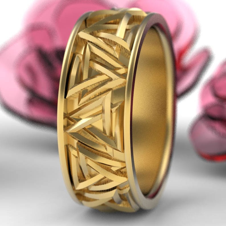 Gold Valknut Knot Ring Interlocking Triangles Ring Norse Etsy