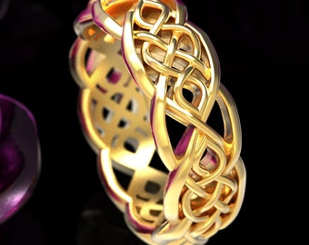 Celtic Wedding Ring, Celtic Knot Ring, Mens Celtic Ring, Celtic Knot Ring, Celtic Ring Made in Gold or Platinum Custom Made Celtic Ring 1051