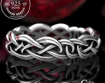 Brides Celtic Wedding Band, Sterling Celtic Infinity Ring, Elegant Celtic Ring, Unique Celtic Silver Eternity Ring for Woman, 1403