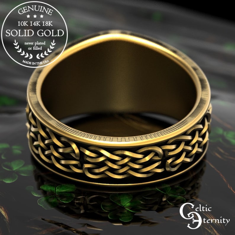 Gold Viking Signet Ring, White Gold Viking Wedding Band, Platinum Raven Ring, Gold Magical Jewelry, Platinum Pagan Ring, Viking Sigil, 1160 image 5