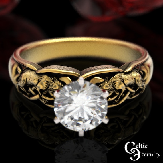 Wolf engagement shop ring