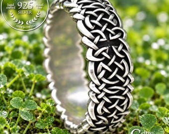Interwoven Irish Knotwork Ring, Sterling Silver Welsh Wedding Band, Scottish Braided Ring, Handmade Celtic Wedding Ring, Ireland Ring, 1953