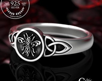 Delicate Bee Ring in Sterling Silver, Women's Beekeeping Ring, Honeybee Jewelry, Celtic Bumble Bee Ring, 925 Irish Queen Bee Ring, 2026