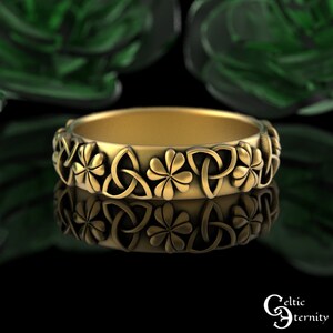 Gold or White Gold Lucky Clover Shamrock Ring Set, 10K 14K 18K His Hers ...