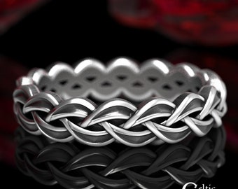 Silver Celtic Braid Ring, Silver Weave Ring, Braid Wedding Band, Braid Wedding Ring, Sterling Eternity Ring, Sterling Celtic Ring, 1058