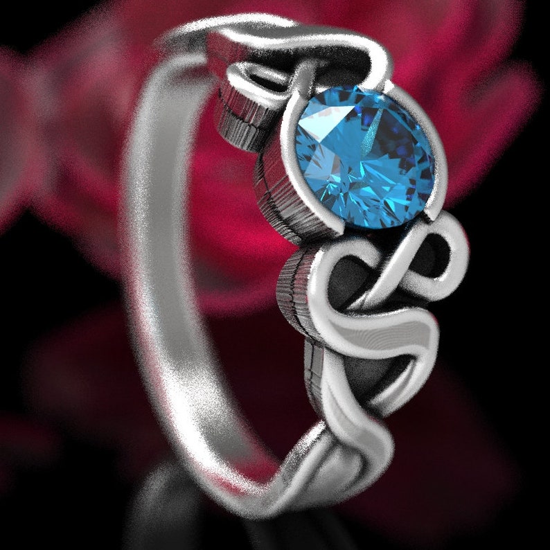 Made in Your Size CR-405b RESERVED FOR Jessprovencio 4 Payments Celtic Aquamarine Ring With Custom Knot Design in Sterling Silver