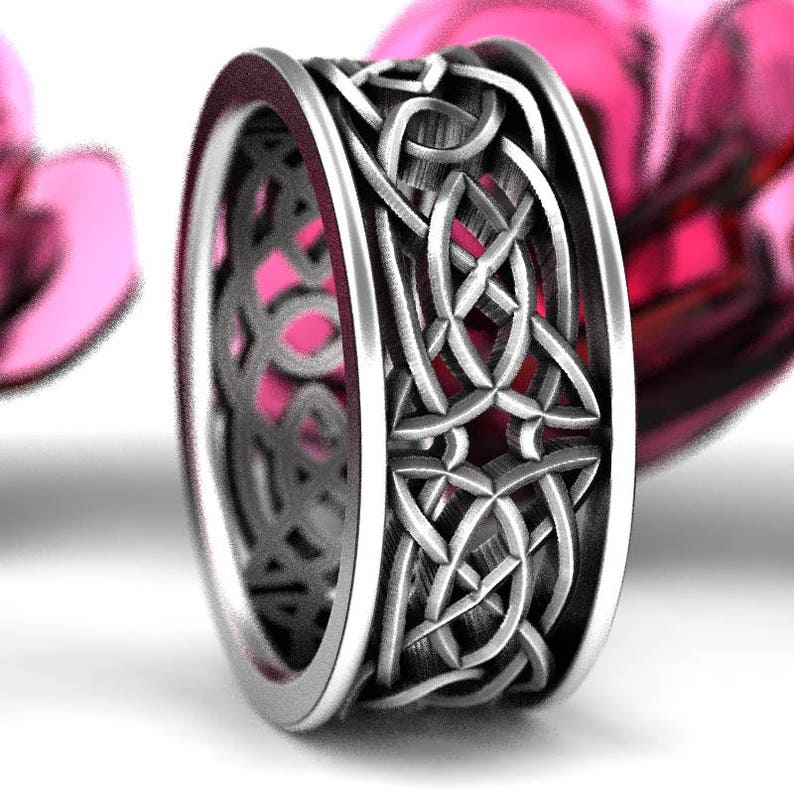Celtic Wedding Ring With Open CutThrough Knotwork Design