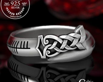 Sterling Ogham Ring, Irish Wedding Ring, Celtic Druid Ring, Ogham Wedding Ring, Viking Rune Ring, Viking Wedding, Celtic Wedding Band, 1892