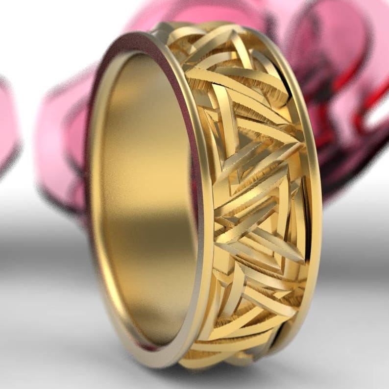 Gold Valknut Knot Ring Interlocking Triangles Ring Norse Etsy