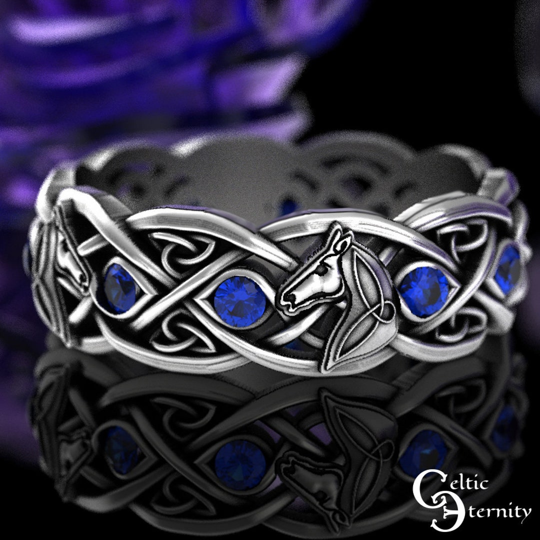 Sapphire Horse Ring, Sterling Silver Horse Ring, Horse Wedding Ring ...