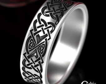Heart Infinity Ring, Sterling Silver Celtic Heart Ring, Heart Celtic Ring, Solid Celtic Ring, Engraved Celtic Ring, Celtic Wedding Band,1563