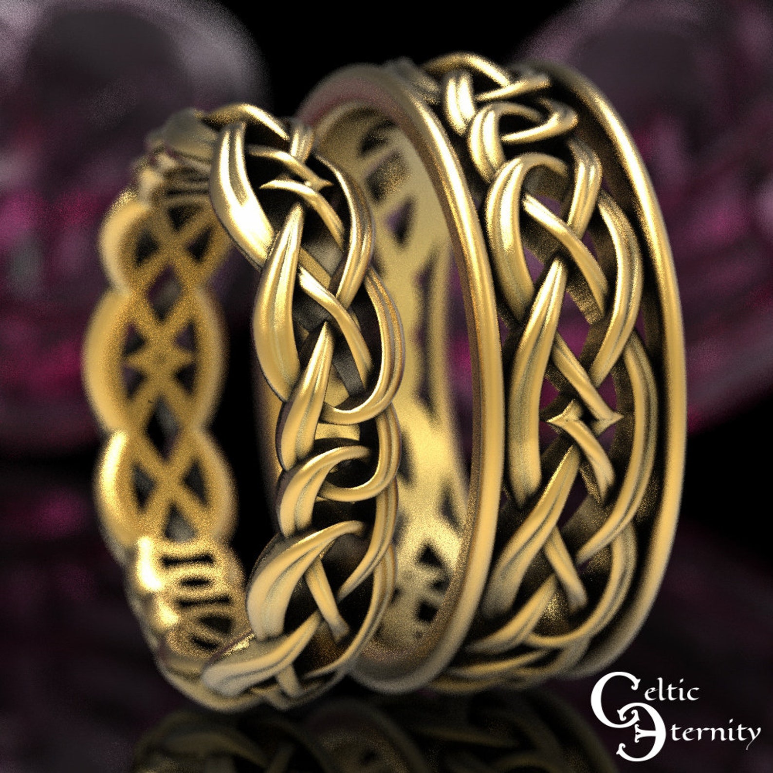 Gold Eternity Wedding Rings Matching Gold Ring Set Celtic - Etsy