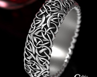 Sterling Celtic Wedding Band, Love Heart Wedding Ring, Celtic Wedding Ring, Unique Wedding Ring, Modern Wedding Ring, Knotwork Ring 1443