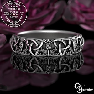 Sterling Womens Thistle Ring, Simple Celtic Ring, Scottish Thistle Ring, Classic Thistle Ring, Scottish Wedding Band, Irish Knot Ring, 4811