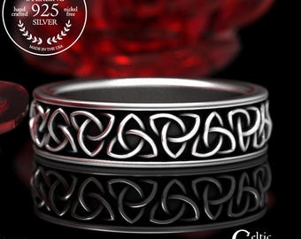 Celtic Trinity Wedding Ring, Trinity Knot Wedding Band, Celtic Wedding Ring in Sterling Silver, Womens Trinity Celtic Ring, 1200