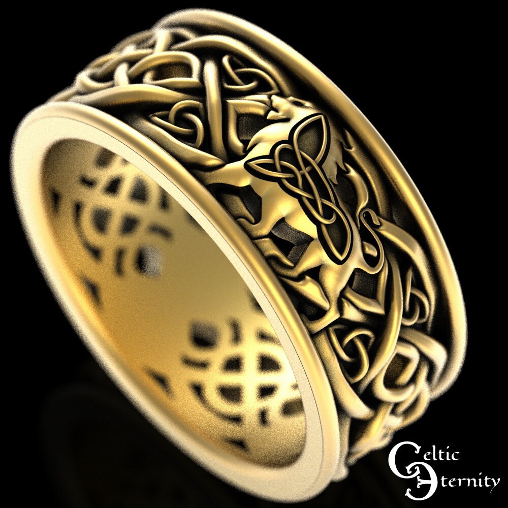 Mens 14k gold lion ring deals