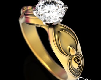 10K Spider Engagement Ring, Moissanite Gold Spider Ring, Celtic Spider Engagement, Irish Spider Engagement, Gold Spider Wedding Ring,, 1883