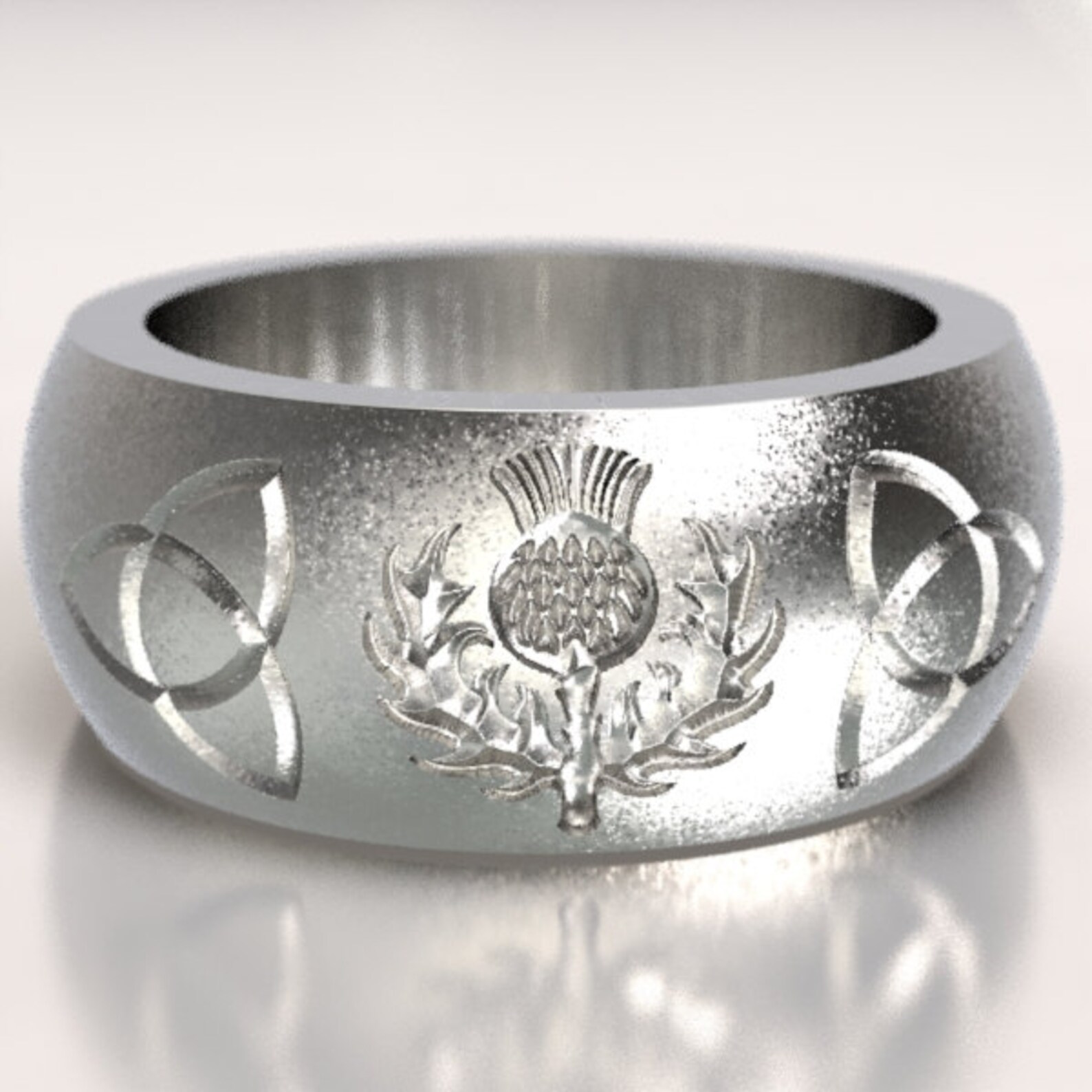 Scottish Thistle Ring with Trillian Engraved Celtic Knots Ring Etsy