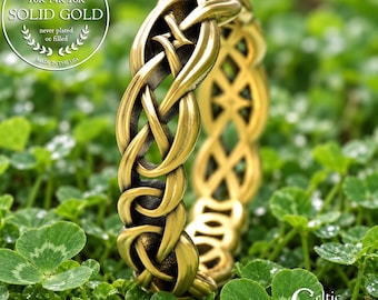 Womens Gold Celtic Forever Band, Celtic Wedding Ring, 10K 14K 18K Gold Platinum, Celtic Knot Ring, Unique Eternity Ring, 1403