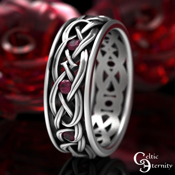 Sterling Sapphire Celtic Ring, Mens Sapphire Wedding Band, Mens Wedding Band, Irish Wedding Ring, Sapphire Irish Wedding Ring, 1900
