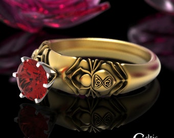 Ruby Gold Spider Ring, 10K Spider Engagement Ring, 14K Gold Spider Engagement, Ruby Spider Engagement, Gold Spider Wedding Ring, 1885