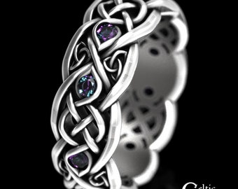 Alexandrite Celtic Ring, Sterling Alexandrite Women Wedding Ring, Silver Alexandrite Ring, Alexandrite Wedding Ring, Infinity Ring, 1052