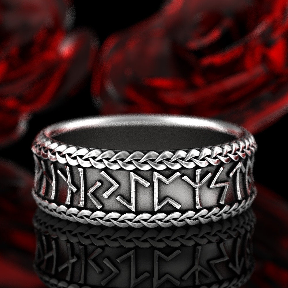 Viking Rune Ring Silver Rune Wedding Band Silver Rune Ring