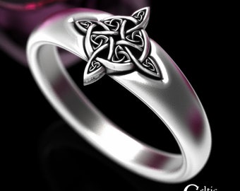 Sterling Celtic Ring, Silver Goddess Ring, Witch Knot Ring, Sterling Silver Knotwork Ring, Womens Celtic Ring, Celtic Goddess Ring, 1920