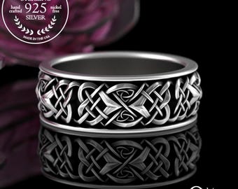 Sterling Silver Celtic Wedding Band, Mens Celtic Wedding Ring, Celtic Infinity Knot Wedding Ring, Infinity Heart Wedding Band, 4012