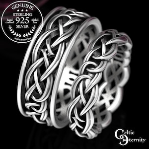 Matching Celtic Wedding Bands, Sterling Celtic Ring Set, Wedding Ring Set, Matching Silver Rings, Celtic Wedding Ring Set, 1403 1648