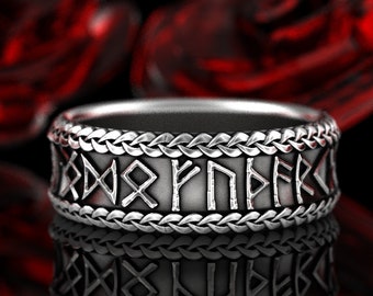 Viking Rune Ring, Silver Rune Wedding Band, Silver Rune Ring, Magical Jewelry, Rune Jewelry, Norse Ring, Viking Rune Sterling Ring, 1791
