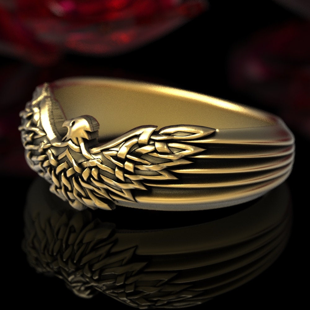 Black Hills Sterling Silver and 12K Gold Eagle Ring - jewelry.farm