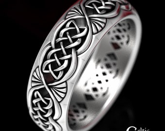 Modern Celtic Wedding Band, Sterling Silver Wedding Band, Mens Celtic Ring, Sterling Silver Mens Ring, Mens Celtic Wedding Band, 1578