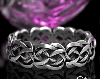 Sterling Interwoven Ring, Woven Celtic Wedding Band, Star Knot Wedding Ring, Silver Knotwork Wedding Ring, Celtic Knot Wedding Ring, 1639