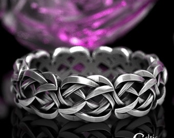 Sterling Interwoven Ring, Woven Celtic Wedding Band, Star Knot Wedding Ring, Silver Knotwork Wedding Ring, Celtic Knot Wedding Ring, 1639