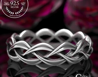 Celtic Wedding Ring In Sterling Silver, Woven Celtic Wedding Ring, Womens Wedding Band, Celtic Eternity Ring, Celtic Knot Wedding Ring 1328