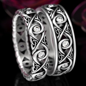 Celtic Moissanite Wedding Ring, Mens Infinity Knot Wedding Band, Sterling Celtic Wedding Ring, Moissanite Wedding Band, Infinity Knot 1410 image 5
