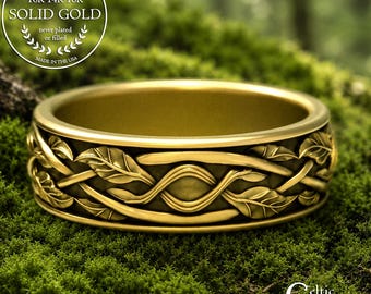 14K Mens Tree Branches Ring, 18K White Gold Twig Wedding Band, Groom's Gold Nature Inspired Ring, Platinum Family Tree Anniversary, 2051