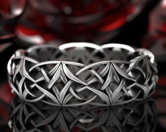 Celtic Silver Love Knot Ring, Woven Celtic Wedding Ring, Viking Celtic Wedding Band, Norse Knot Sterling Silver Ring Custom Made 1299