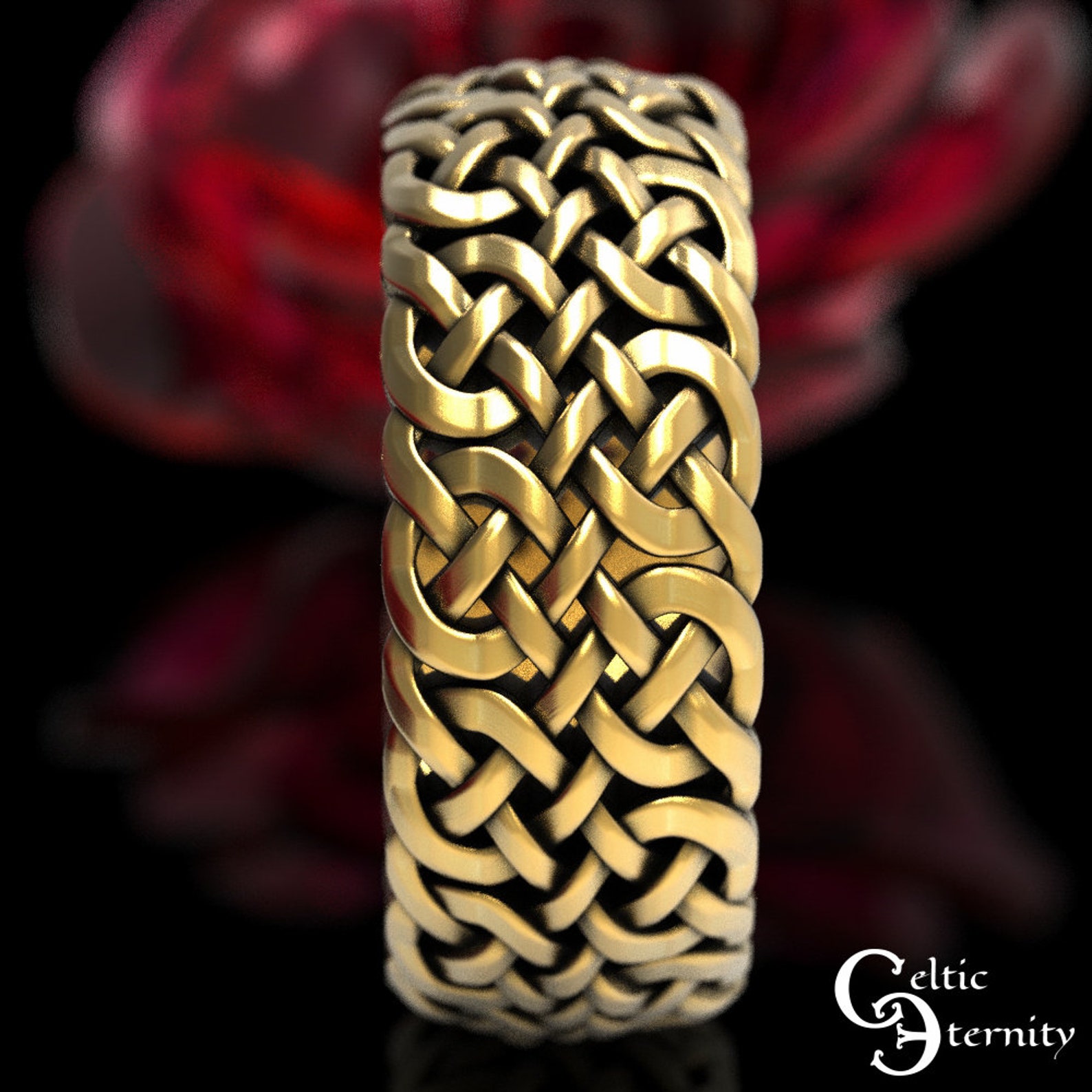Mens Gold Celtic Ring Celtic Knotwork Ring in Gold Mens Etsy