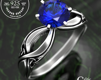 Triad Knot Irish Engagement Ring, Sterling Silver Women's Triquetra Gemstone Solitaire Ring, Celtic Elegance Unity Knot Proposal Ring, 1994