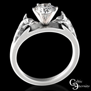 Sterling Silver & Moissanite Fox Engagement Ring, Gemstone Kitsune Solitaire Ring, Womens Silver Reynard Path Finder Proposal Ring, 1802