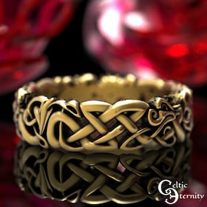 Gold Celtic Dragon Wedding Ring, Womens Wedding Band, Norse Wedding Ring, Viking Wedding Ring, Platinum Dragon Ring, Gold Dragon Ring, 1191 image 3