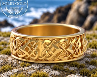 Mens Celtic Woven Ring, Gold or White Gold Celtic Wedding Ring, Mens Gold Wedding Band, Mens Celtic Wedding Ring, Gold Knotwork Ring, 4012