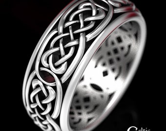 Modern Celtic Wedding Band, Mens Silver Wedding Band, Mens Celtic Ring, Sterling Silver Mens Ring, Mens Celtic Wedding Band, 1583