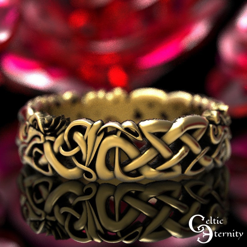 Gold Celtic Dragon Wedding Ring, Womens Wedding Band, Norse Wedding Ring, Viking Wedding Ring, Platinum Dragon Ring, Gold Dragon Ring, 1191 image 4