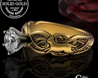 18K Moissanite Kitten Lover Wedding Ring, Gold Kitty Cats Engagement, Diamond & Gold Cat Life Partner Ring, Platinum Cat Spirit Animal, 3273