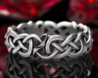 Mushroom Ring, Sterling Silver Infinity Ring, Silver Celtic Ring, Hippie Ring, Nature Ring, Botanical Ring, Pagan Wedding Ring, 1371